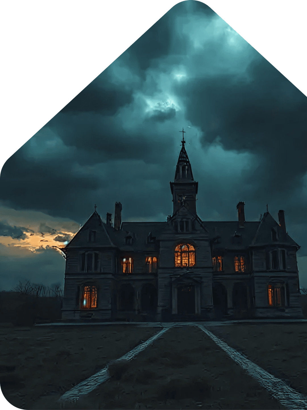 Haunted apartment interior with mysterious atmosphere