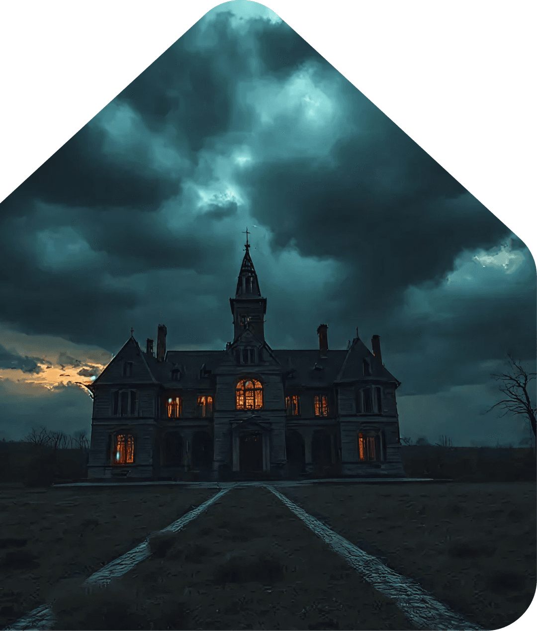 Haunted apartment interior with mysterious atmosphere